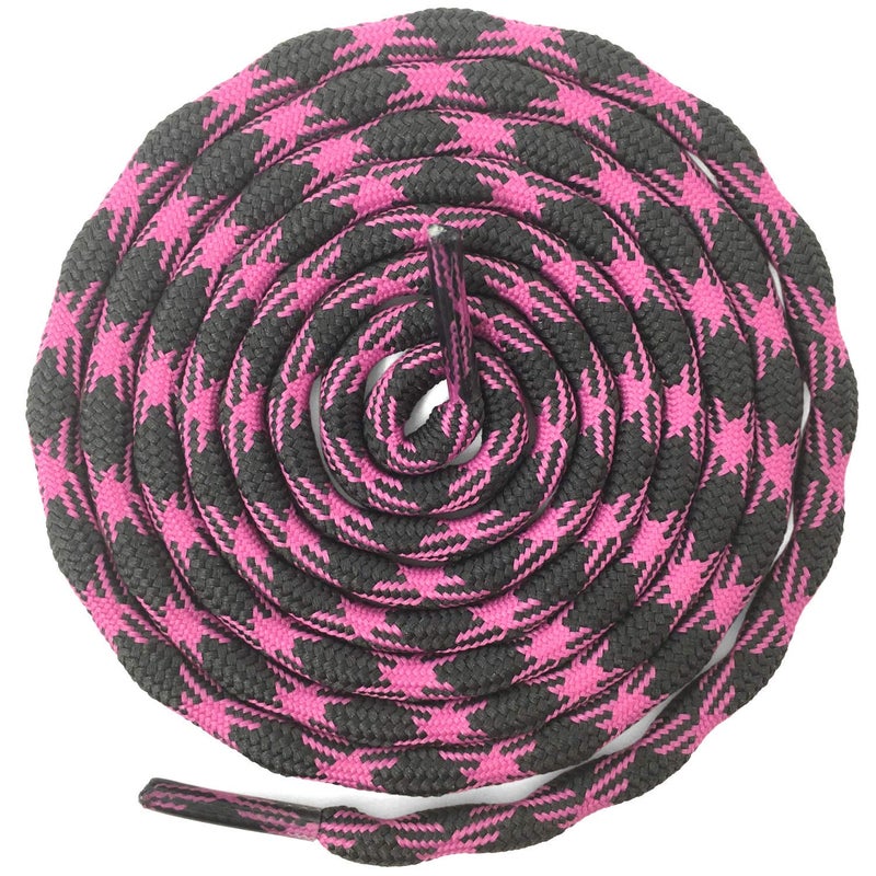 DELELE 2 Pair Round Wave Shape Non Slip Heavy Duty and Durable Outdoor Climbing Shoelaces Dark Gray&Rose Purple Hiking Shoe Laces Shoestrings-102 inch - Image 1